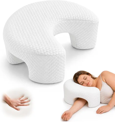 Vista 8 de AM AEROMAX - Almohada de espuma viscoelástica con agujero para el brazo, 7 pulgadas, color azul Cervical/neck/shoulder/rotator cuff pain relief