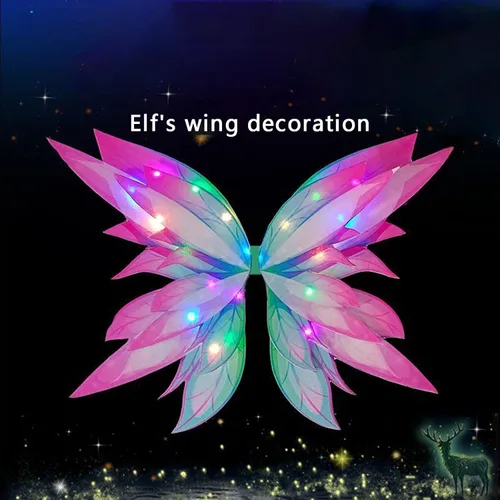 Vista 5 de Juaugusep Disfraz de Halloween para niños, falda de tul iluminada, alas de mariposa, diadema de palo de hada, recuerdo de fiesta para cosplay