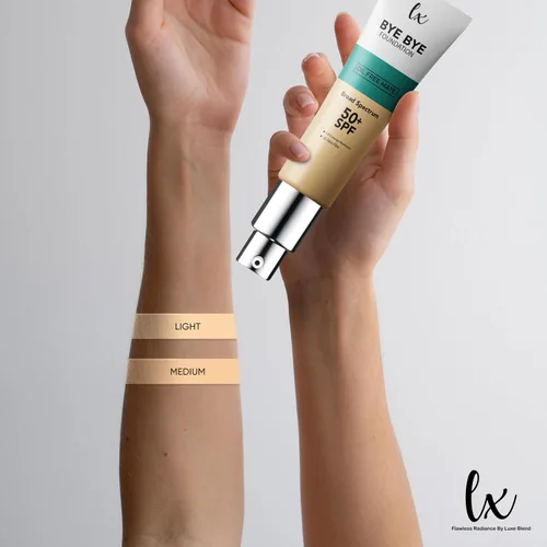 Vista 2 de Lx Blend Bye Bye Foundation Crema hidratante de cobertura mate sin aceite con SPF 50 (LIGHT) 1 FL OZ
