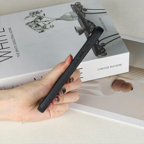 Vista 4 de Compatible con iPhone 16E - Funda magnética mate translúcida negra, cubierta trasera dura con bonito patrón de flores y funda magnética de lujo a