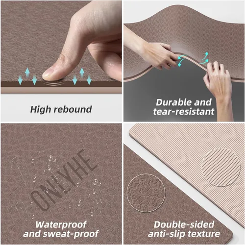 Vista 5 de Tapete de yoga grueso (8 mm) tapete de ejercicio antideslizante y resistente a rasgaduras, tapete de pilates para hombres y mujeres, tapetes