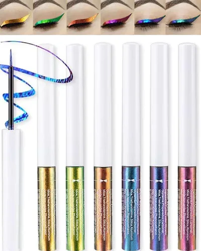 Vista 10 de Chameleon - Delineador de ojos con purpurina líquida, 1 bolígrafo dorado metálico de alta pigmentación para maquillaje para sombra de ojos, punta 01#
