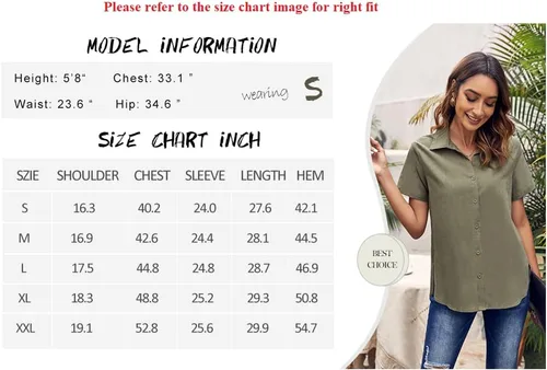 Vista 5 de Karlywindow blusa para mujer de lino y algodón con mangas largas, botones, escote en V, estilo informal y ajuste holgado