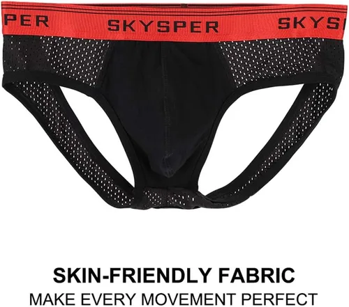 Vista 3 de SKYSPER Suspensorio de malla transpirable para hombre, 2 piezas, 3 piezas, 4 piezas, ropa interior masculina, partidarios atléticos para hombres
