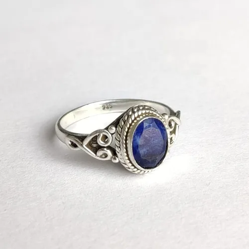 Vista 6 de Avicrafts Anillo de Piedra de Zafiro Azul Plata de Ley 925 Anillo Declarativo Para Mujeres Hecho a Mano Piedra Preciosa Joyería de Navidad Regalo