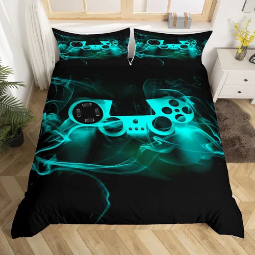 Vista 30 de Erosebridal - Ropa de cama para adolescentes y niños, estampado de control de videojuegos, funda de edredón tamaño individual, 2 piezas con 1 funda