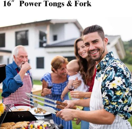 Vista 6 de ROMANTICIST Juego de 27 piezas de utensilios de parrilla resistentes para hombres, papá, Navidad, accesorios de barbacoa extragruesos, kit