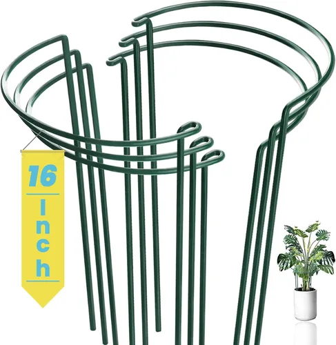 Vista 8 de Estaca de soporte para plantas de serpiente, estaca y soporte de peonía semicircular, jaula de soporte de hortensias resistente, anillo de soporte