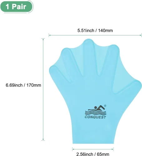 Vista 3 de M METERXITY Guantes de natación de silicona, guantes de natación con malla tipo rana de dedo, guantes de entrenamiento de natación, resistencia al