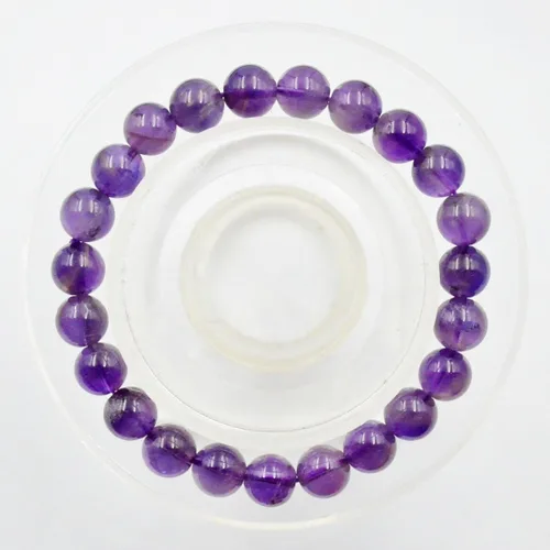 Vista 2 de AD Beads Pulsera elástica de cuentas redondas de piedras preciosas naturales, curación Reiki, 0.315 in