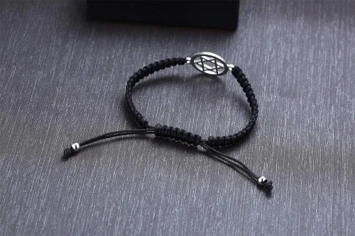 Vista 4 de MEALGUET 1-5 pulseras de acero inoxidable con dije de estrella de David trenzadas, joyería judía, regalo religioso para hombres y mujeres, Metal