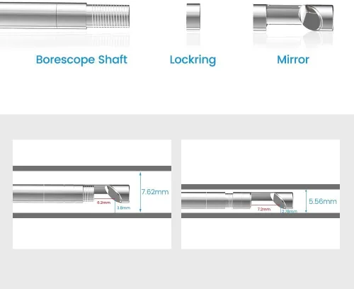 Vista 3 de Teslong Boroscopio para Rifle, Cámara de Limpieza de Armas - Compatible con Calibre.20 y Mayor - Herramienta de Inspección Visual de Cañón para Caza