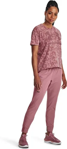 Vista 4 de Under Armour Camiseta deportiva de manga corta pesada con estampado completo para mujer