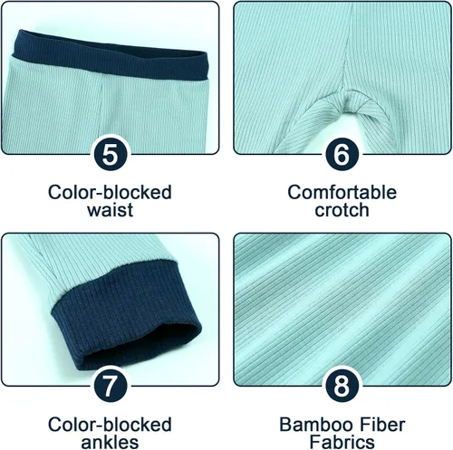 Vista 11 de OPAWO Pijama de bambú para niños pequeños, camiseta acanalada y pantalones de 2 piezas para niña, ropa de otoño para bebé, ropa de invierno de 1 a 7