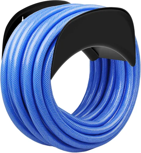 Vista 4 de Gardzen Soporte de pared resistente para manguera, gancho, estante, soporte para exterior, negro