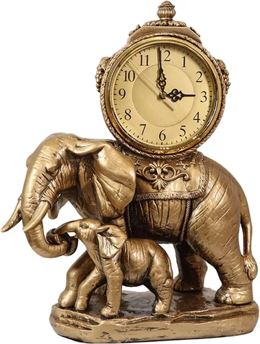 Vista 8 de SUNESA Reloj de mesa, reloj de péndulo, escritorio, elefante, reloj de escritorio, adornos, hogar, sala de estar, retro, de madera, reloj de 1