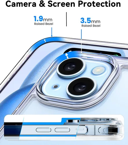 Vista 2 de Mkeke Funda para iPhone 15, [No amarillenta] [Protección contra caídas de grado militar] Funda para Apple iPhone 15 con parachoques a prueba