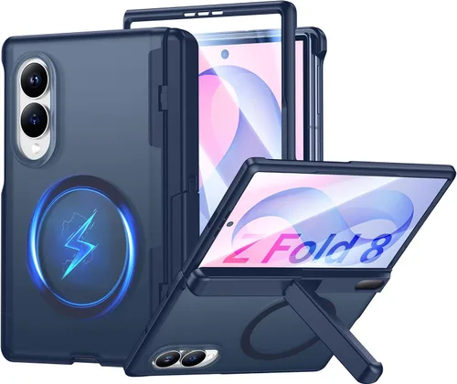 Vista 26 de SPIDERCASE Funda para Samsung Galaxy Z Fold 8, protector de pantalla integrado, protección de bisagra, función atril, funda protectora de cuerpo