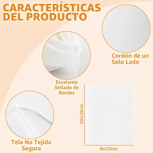 Vista 3 de TamBee Bolsas de té de 8 x 10 pulgadas, bolsa desechable para bricolaje, bolsas de té reutilizables para té suelto, bolsa vacía con cordón, bolsa