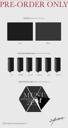 Vista 3 de 2PM - Must [Random ver.] (El séptimo álbum) [Pedido anticipado] CD+Photobook+Póster plegado+Otros Pegatinas Decorativas, Tarjetas de Fotos