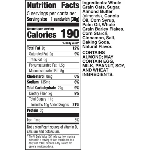 Vista 2 de Nature Valley Sándwiches de galletas, mantequilla de almendras, 5 unidades, 6.75 onzas (paquete de 12)