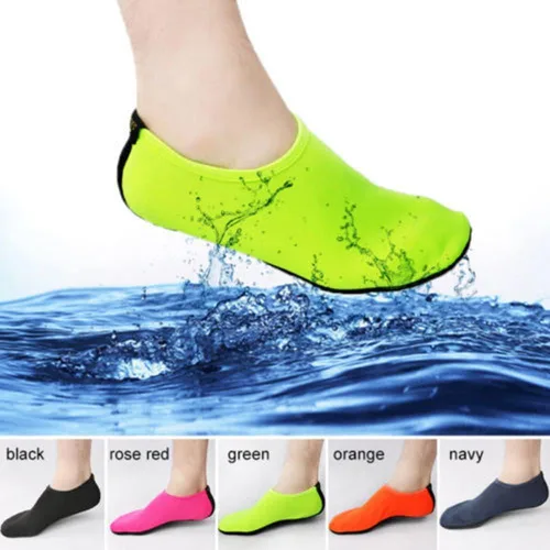 Vista 5 de Zapatos de deportes acuáticos descalzos de secado rápido, calcetines de yoga acuáticos, zapatos de surf para hombres, mujeres, niños, naranja, XXL