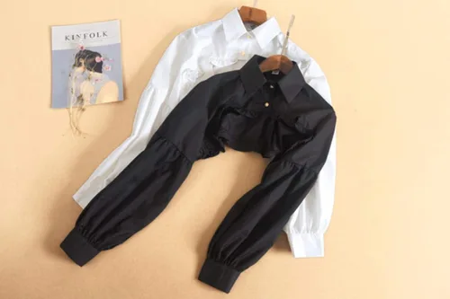 Vista 4 de Blusa desmontable Dickey con cuello falso, media camisa, cuello corto