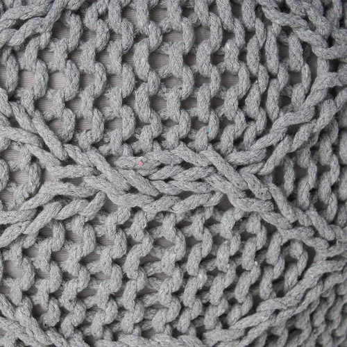 Vista 5 de Christopher Knight Home Morven Puf Redondo De Punto - Algodón - Gris
