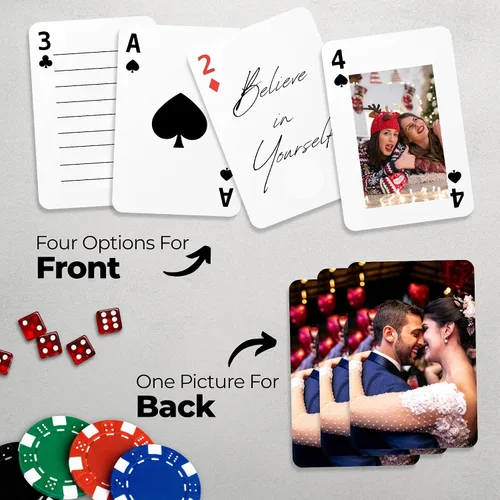 Vista 3 de Playing Card Deck Personalizado - Naipes personalizados con foto - Imprime tu texto/diseño en todas las cartas personalizadas - Regalo para bodas