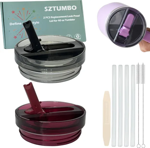 Vista 8 de 2 tapas con popote desmontable para Stanley Quencher ProTour de 40 onzas, tapa 100% a prueba de fugas para accesorios de vasos Stanely de 40 onzas