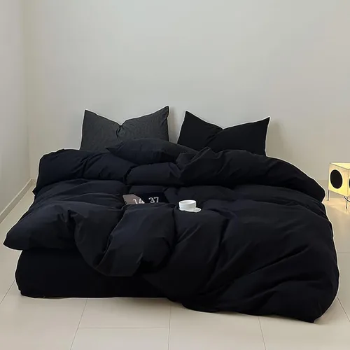 Vista 49 de Luxlovery Juego de edredón verde militar, juego de ropa de cama individual, minimalista, suave, transpirable y moderno, para todas las estaciones