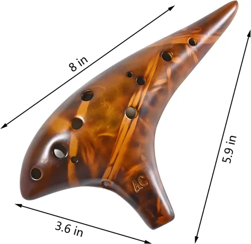 Vista 4 de Ocarina, 12 agujeros, Do Alto, ocarinas de cerámica con libro de canciones, bolsa con correa para el cuello, instrumento musical para adultos