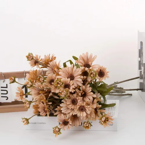 Vista 5 de Gerbera - 12 flores artificiales de margaritas artificiales de tallo largo de 20 pulgadas de largo, para decoración del hogar, centro de mesa, boda