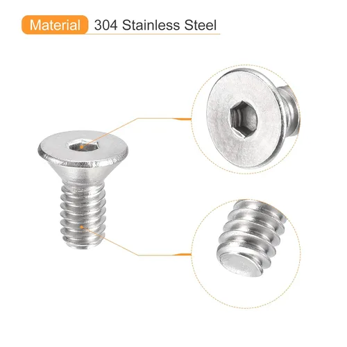 Vista 4 de uxcell tornillos de cabeza avellanada plana #8-32x3/8, 50 piezas de tornillos de cabeza plana con rosca completa de acero inoxidable 304, pernos