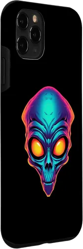 Vista 24 de iPhone 13 Pro Max Scary Alien Face UFO Alien Head Funny Alien Case