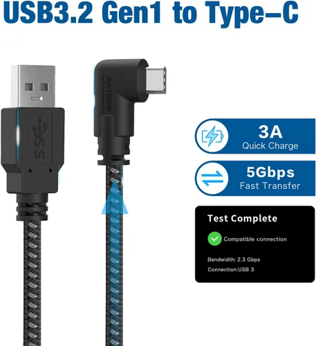 Vista 2 de Miaeueu Cable de enlace de 16 pies compatible con OculusMeta Quest 21 USB 32 Gen 1 tipo A a C cable de carga para auriculares VR Gaming PC