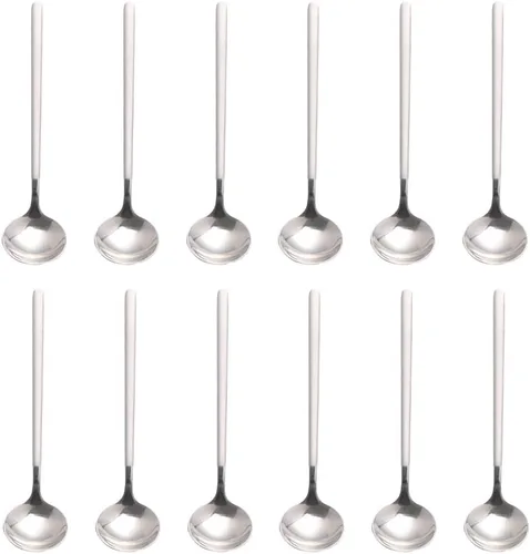 Vista 8 de 6 cucharas de café negras, cucharas de café espresso de acero inoxidable 18/8, mini cuchara de té Vogue de 5.2 pulgadas, cuchara pequeña agitadora