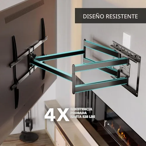 Vista 2 de Mount-It! Soporte de pared para TV de movimiento completo de brazo largo esquinero, extensión extra larga de 42.5 pulgadas, soporte de brazo doble