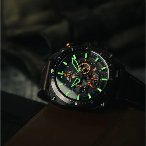 Vista 7 de AVI-8 Reloj Hawker Hunter Atlas Dual Time Cronógrafo Correa de cuero genuino