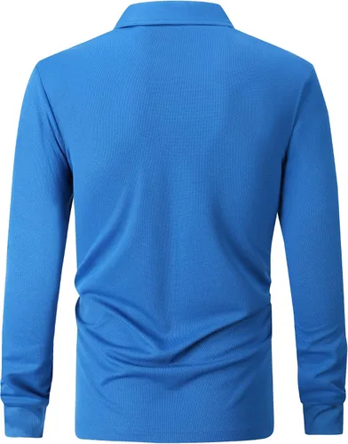 Vista 2 de SECOOD Polo de manga larga para hombre que absorbe la humedad atlético casual para golf