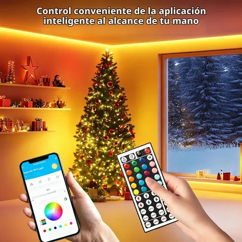 Vista 2 de DAYBETTER - Tiras de luces LED de 110 pies, tiras de iluminación inteligentes con control remoto de aplicación, luces RGB que cambian