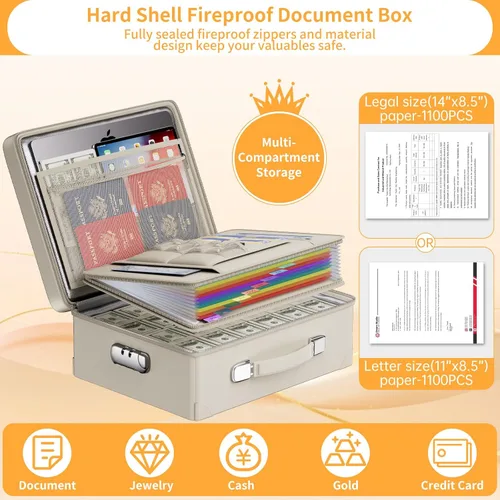 Vista 7 de DocSafe 6400°F Fireproof Document Box with Lock, 10 Layers Heat Insulated