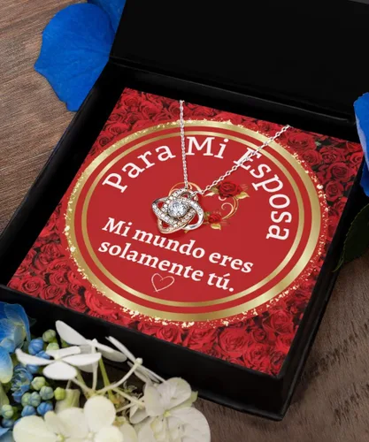 Vista 5 de Regalo para mi esposa "Mi mundo eres tu" cadena para esposa, collar para mi mujer