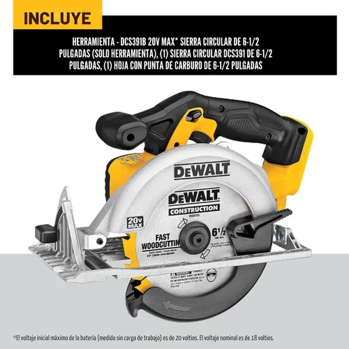 Vista 2 de DeWalt DCS391B 20 voltios Max Li-Ion Sierra circular, herramienta solo