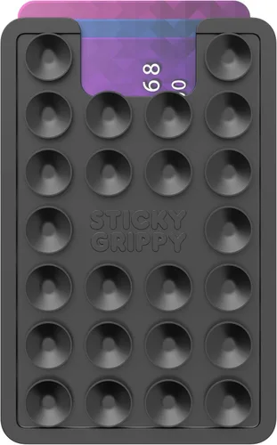Vista 3 de StickyGrippy Soporte de Tarjetas con Ventosa, Cartera para Teléfono, Accesorio Adhesivo de Silicona para iPhone y Android, Soporte de Ducha con Negro