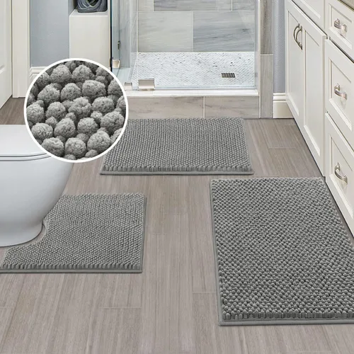 Vista 15 de Turquoize Alfombras de baño de felpilla antideslizante para baño, 17 x 24 pulgadas, extra suaves y absorbentes, lavables a máquina, perfectas
