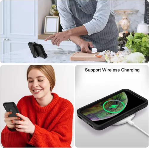 Vista 7 de Funda para iPhone Xs Max, [Resistente] 4 en 1, resistente a prueba de cortocircuitos, con función atril y protector de pantalla para Apple iPhone Xs