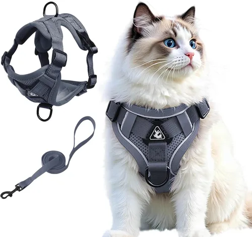 Vista 17 de Skmeditec Juego de arnés y correa para gato: chaleco a prueba de fugas mejorado con correa para gatos grandes, perros pequeños y cachorros, chaqueta