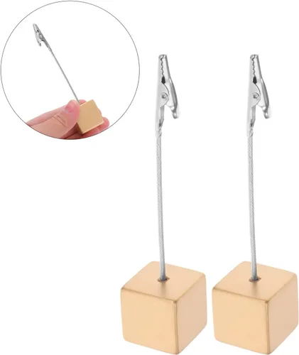 Vista 9 de PartyKindom 10pcs Metallic Cube Base Photo Card Holder with Alligator Clasp, Desk Memo Clip Stand for Notes, Name Cards, Paper Display, Office and