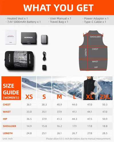Vista 6 de HEWINZE Chaleco calefactor de forro polar para hombremujer con paquete